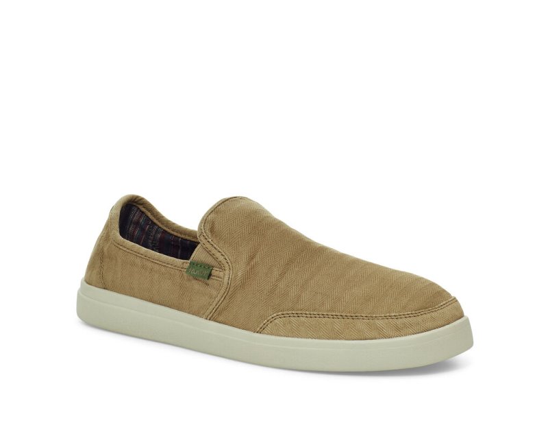 Férfi Sidewalk Surfers - Sanuk Vagabond Slip-On Sneaker Wash Vegan - Sanuk Khaki Cipő FLIVDS087